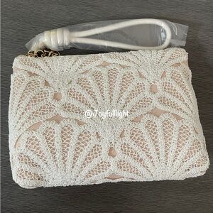 Victoria’s Secret Seashell Crochet Wristlet Clutch Bag Zip Purse